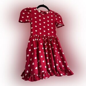 Little Stocking Company Red Dress with White Heart Pattern Size 8